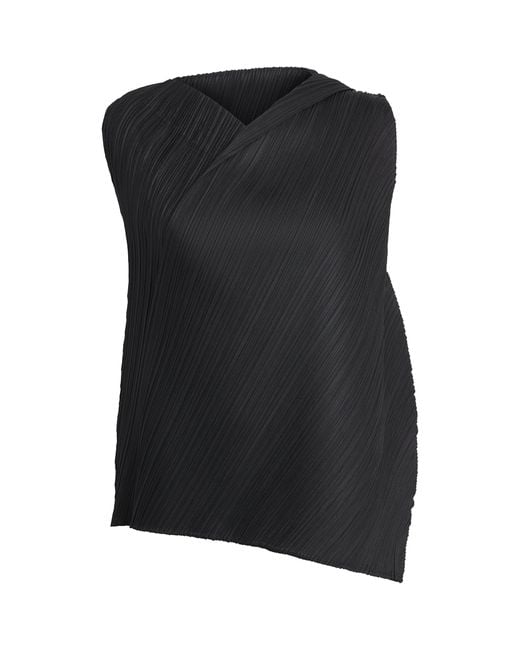 Pleats Please Issey Miyake Black Swing Sleeveless Top