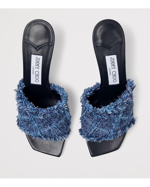 Jimmy Choo Blue Alexia 70 Woven Heeled Mules