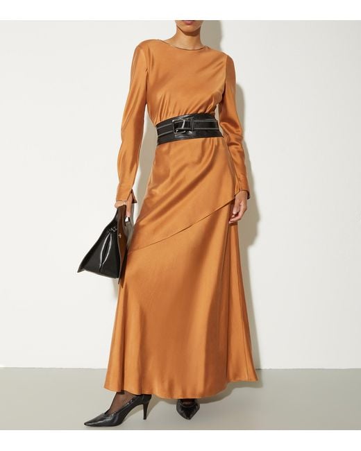 MAX&Co. Brown Silk-Blend Maxi Dress
