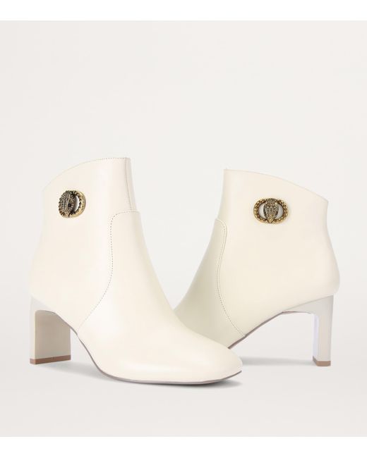 Kurt Geiger White Leather Square-Toe Chelsea Boots