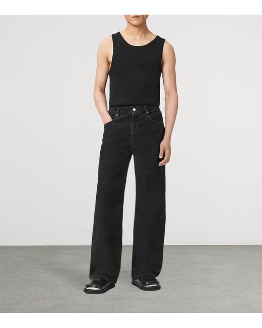 AllSaints Black Croduroy Lenny Wide-Leg Jeans for men