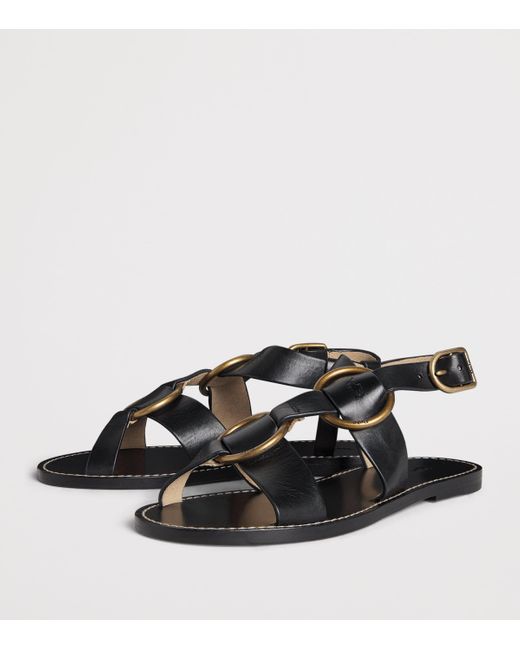 Polo Ralph Lauren Leather Double O-Ring Sandals in Black | Lyst