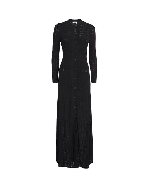 Sandro Black Knitted Openwork Maxi Dress