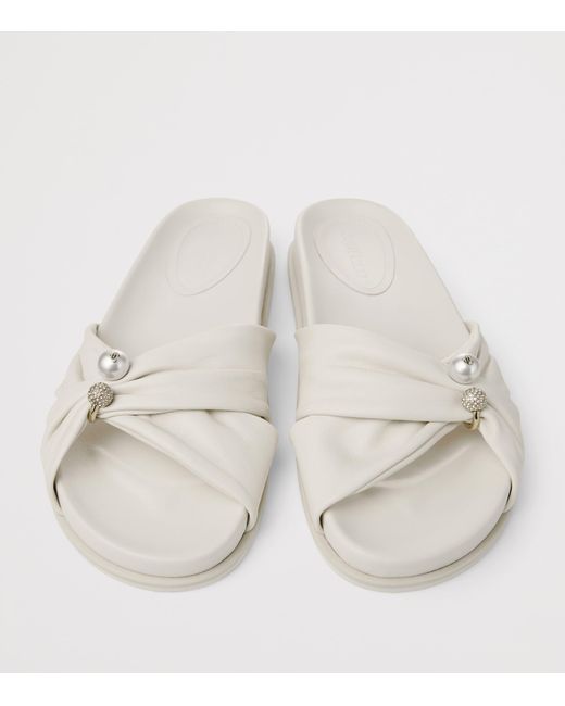 Jimmy Choo White Rafi Leather Flat Sandals