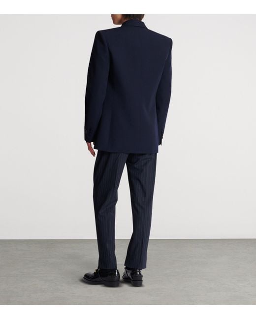 Balmain Blue Wool Crystal-Embellished Emblem Blazer for men