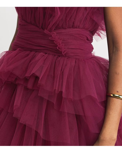 Pamella Roland Purple Tulle Sleeveless Gown