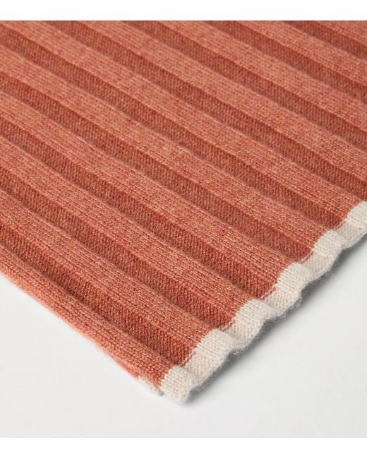 Brunello Cucinelli Orange Cashmere Ribbed Scarf for men