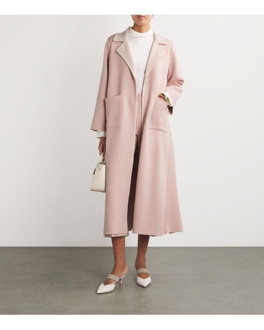 Pink wool trench coat hotsell