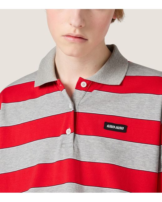 Miu Miu Red Cotton Stripe Rugby Shirt