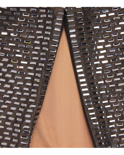 Self-Portrait Brown Rhinestone Mini Dress