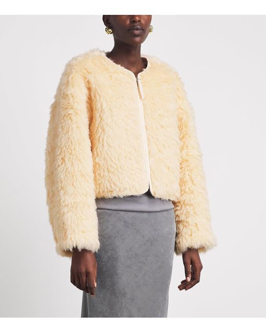Source Unknown Natural Shearling Cropped Jacket