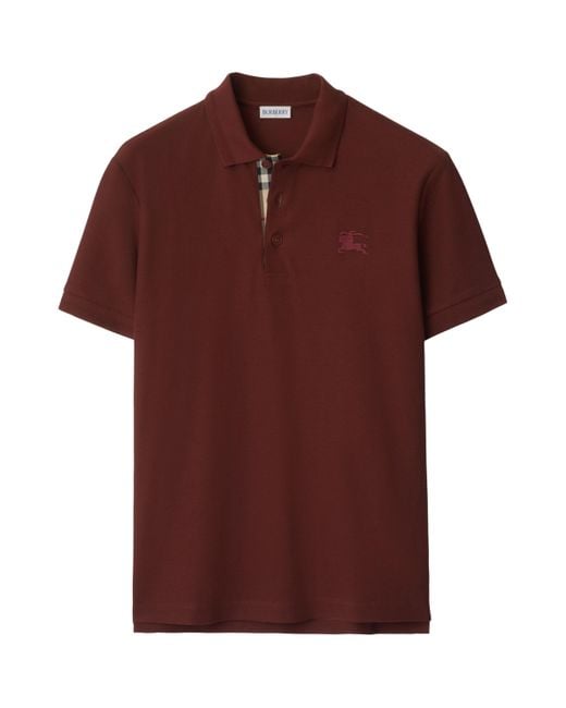 Burberry Red Piqué Cotton Polo Shirt for men