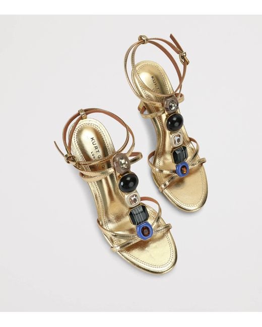 Kurt Geiger Metallic Leather Embellished Loulou Heeled Sandals 90