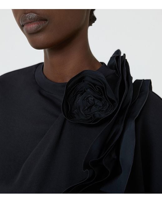 Max Mara Black Cotton Floral Appliqué T-Shirt