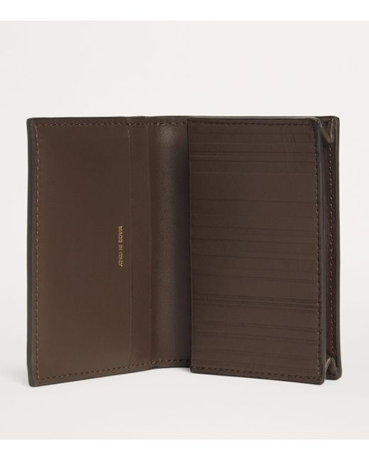 Paul Smith Green Leather Stripe-Embossed Bifold Card Holder for men