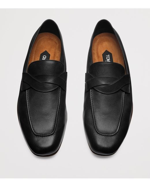 Tom Ford Black Leather Loafers for men