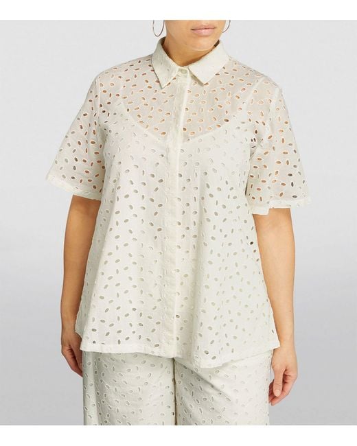 Marina Rinaldi White Cotton Broderie Anglaise Shirt