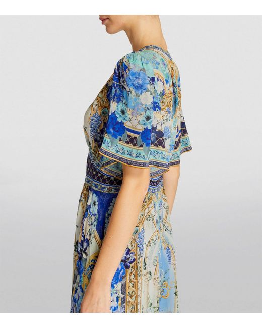 Camilla Blue Silk Printed Maxi Dress