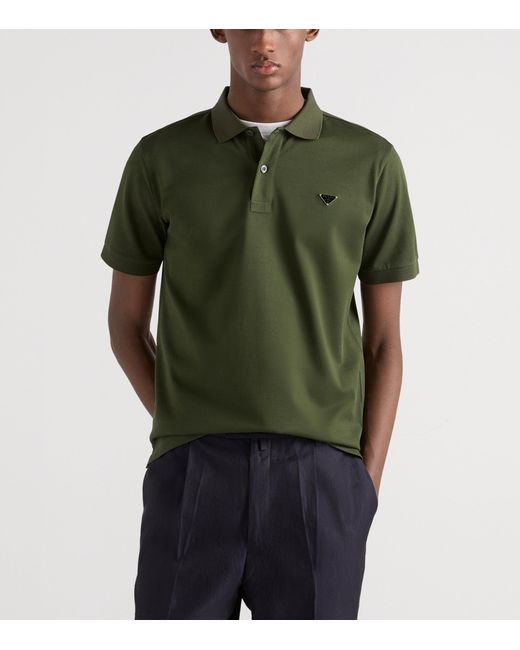 Prada Green Cotton Piqué Polo Shirt for men