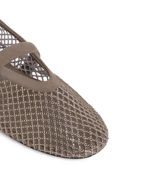 Alaïa Gray Beaded Mesh Ballet Flats
