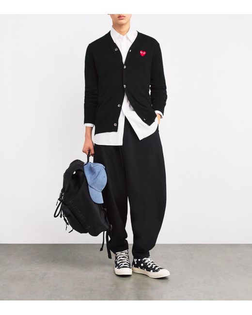 COMME DES GARÇONS PLAY Black Wool Heart Cardigan for men
