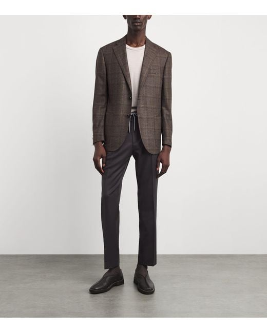 Corneliani Black Virgin Wool Drawstring Trousers for men
