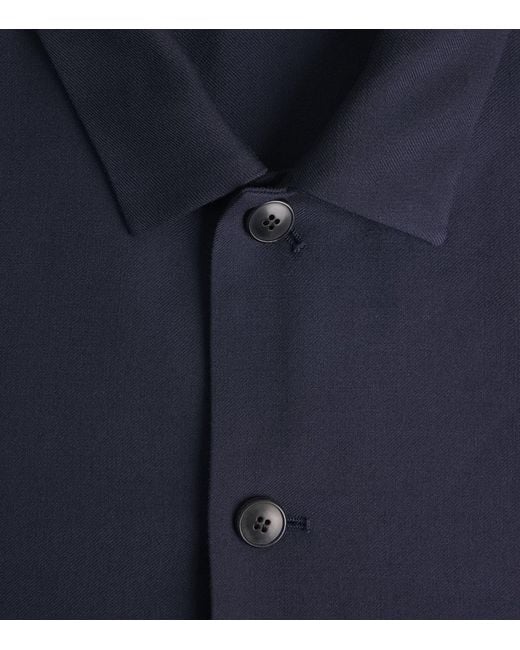 Sunspel Blue Wool Overshirt for men