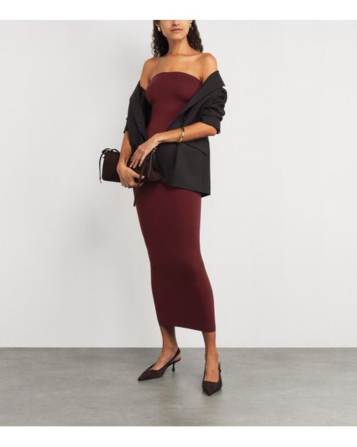 Wolford Red Fatal Strapless Midi Dress
