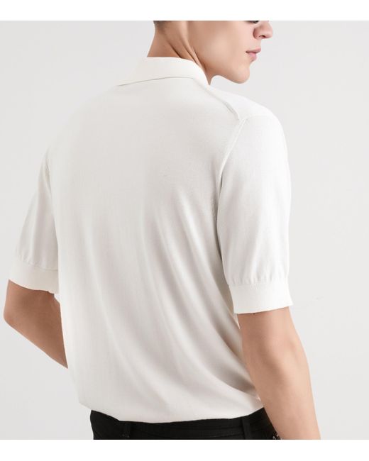 Dolce & Gabbana White Cotton Crest Logo Polo Shirt for men