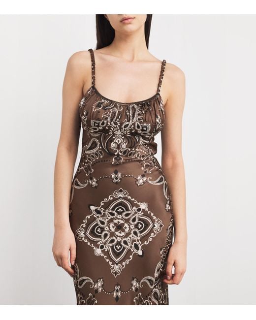 Sandro Bandana Print Maxi Dress in Brown | Lyst Sandro Bandana Print Maxi Dress in Brown | Lyst