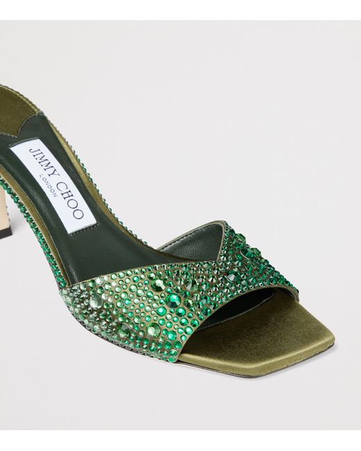 Jimmy Choo Green Skye 70 Embellished Satin Sandals