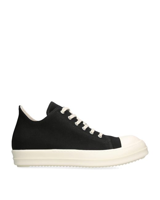 Rick Owens Black Canvas Low-Top Sneakers for men