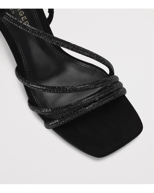 Kurt Geiger Black Leather Embellished Annabel Heeled Sandals 80