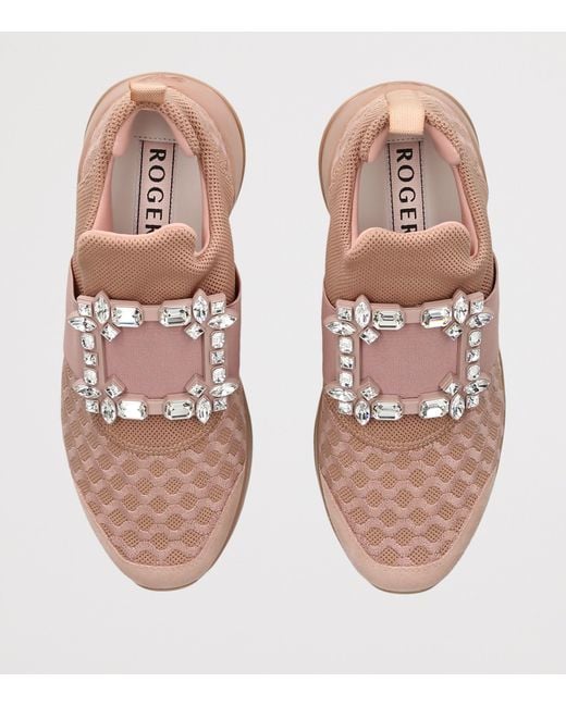 Roger Vivier Pink Viv' Run Strass Buckle Sneakers
