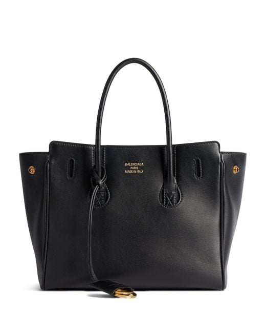 Balenciaga Black Mini Leather Hampton Top-Handle Bag
