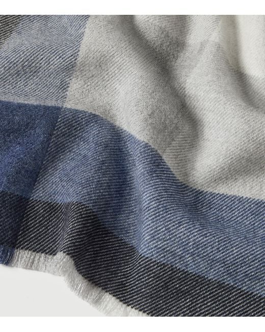 Brunello Cucinelli Gray Wool-Cashmere Striped Scarf for men