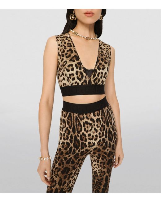 Dolce & Gabbana Multicolor Leopard-Print Charmeuse Top