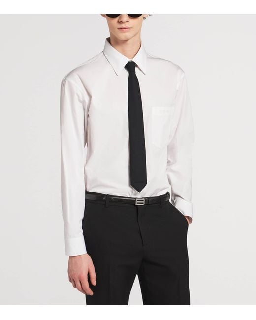 Balenciaga White Wool Logo Tie for men