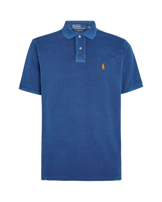 Polo Ralph Lauren Blue Weathered Mesh Polo Shirt for men