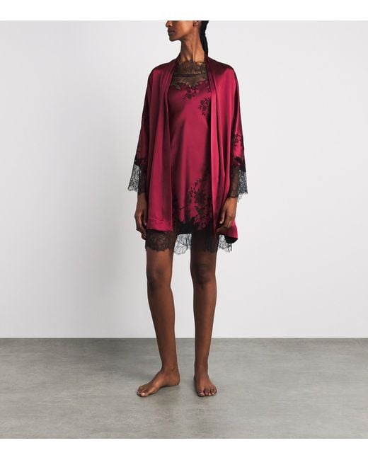 Carine Gilson Red Silk Short Hanae Robe