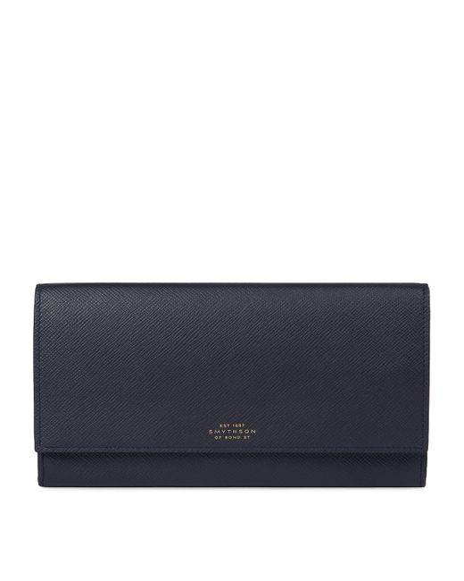 Smythson Blue Leather Marshall Travel Wallet for men