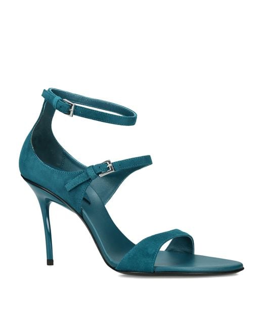 Alaïa Blue Suede Drop Strappy Sandals 90