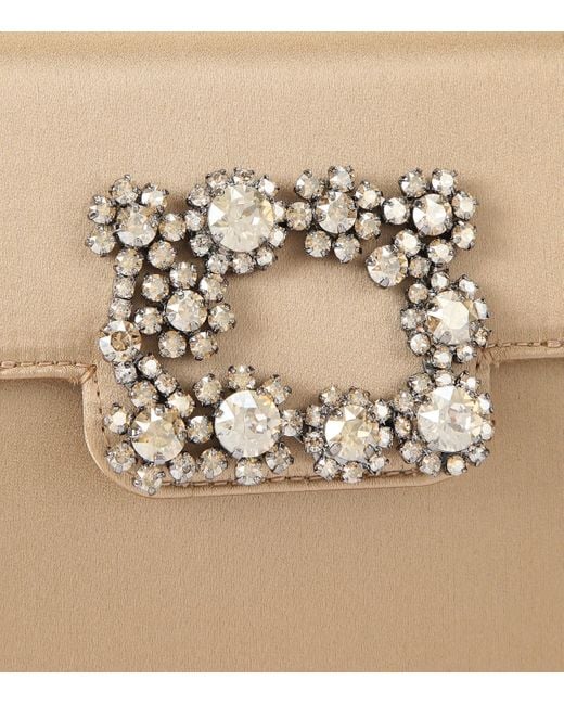 Roger Vivier Natural Satin Efflorescence Envelope Clutch Bag