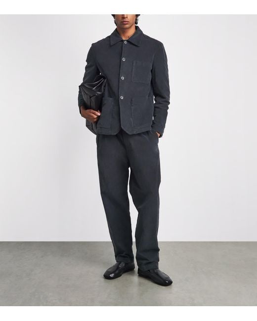 Barena Blue Stretch-Cotton Overshirt for men