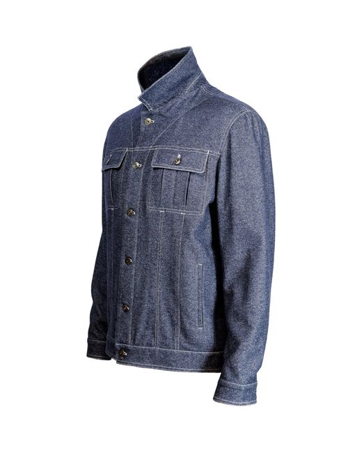 Alan Scott Blue Cashmere-Blend Denim Jacket for men