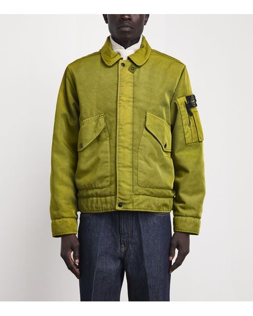 Stone Island Green Organic Cotton Bomber Jacket for men