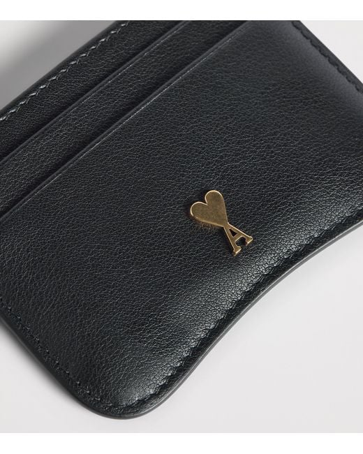 AMI Black Grained Leather Paris Card Holder for men
