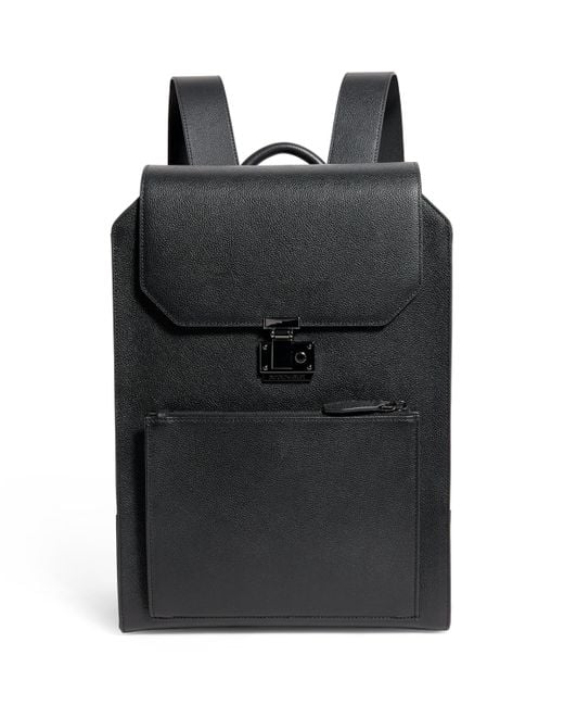 Emporio Armani Black Leather Backpack for men