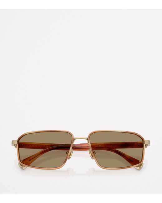 Brunello Cucinelli Natural Titanium Rectangle Jarama Sunglasses for men
