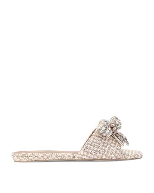Kurt Geiger Natural Houndstooth Kensington Bow Sandals